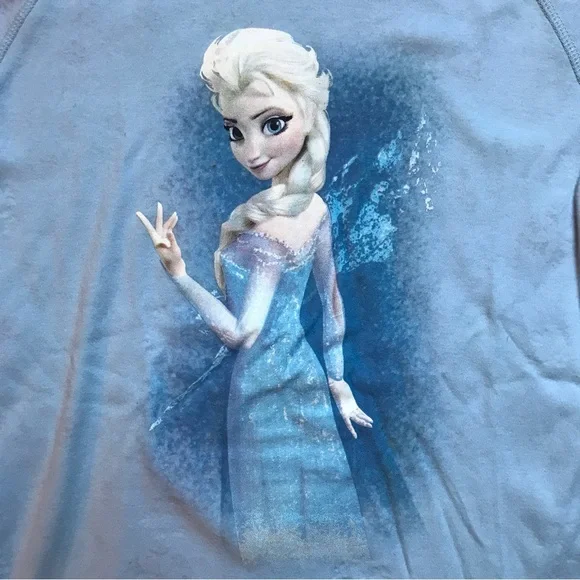 Disney Light Blue Frozen Reversible Cotton Sweater, EUC, L - Picture 2 of 12